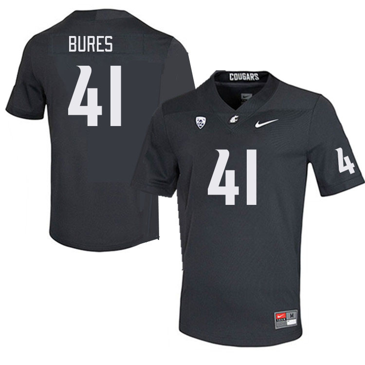 Men #41 Sean Bures Washington State Cougars College Football Jerseys Stitched Sale-Charcoal - Click Image to Close